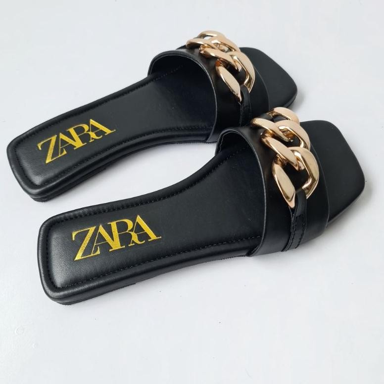 Mega Sale Sandal Flat Zara Sandal Zara Teplek Sandal Zara Wanita Terbaru Motif Rantai Original