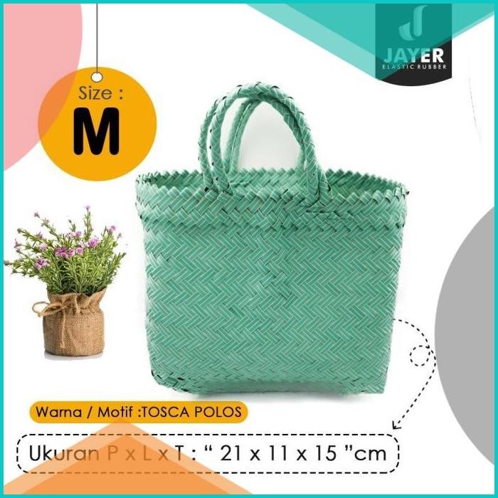 Tas Anyam Plastik Pvc Model Polos / Tas anyam Berkat / Tas Hampers 14