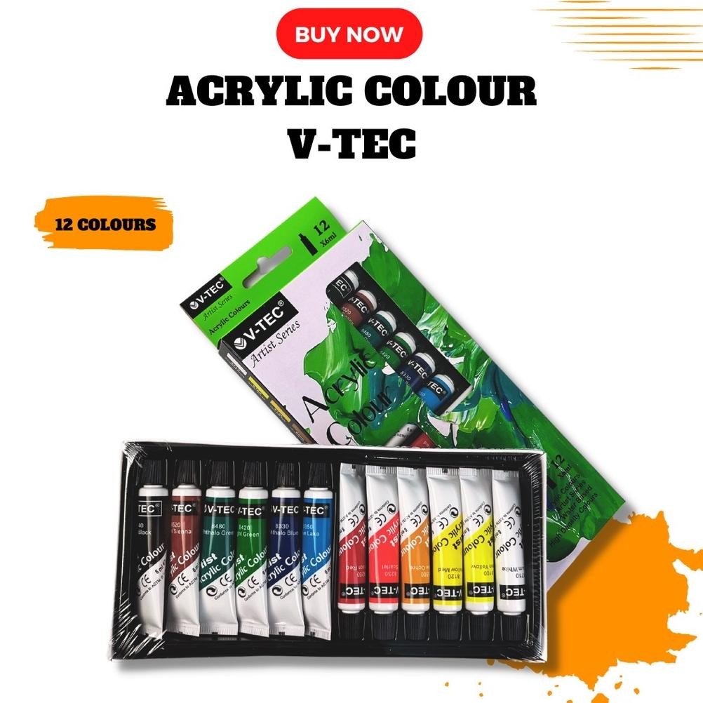 

ul-64 V-TEC Acrylic Paint VT-612 / Cat Akrilik V-TEC set (12x6ml) - 12 Warna Sale