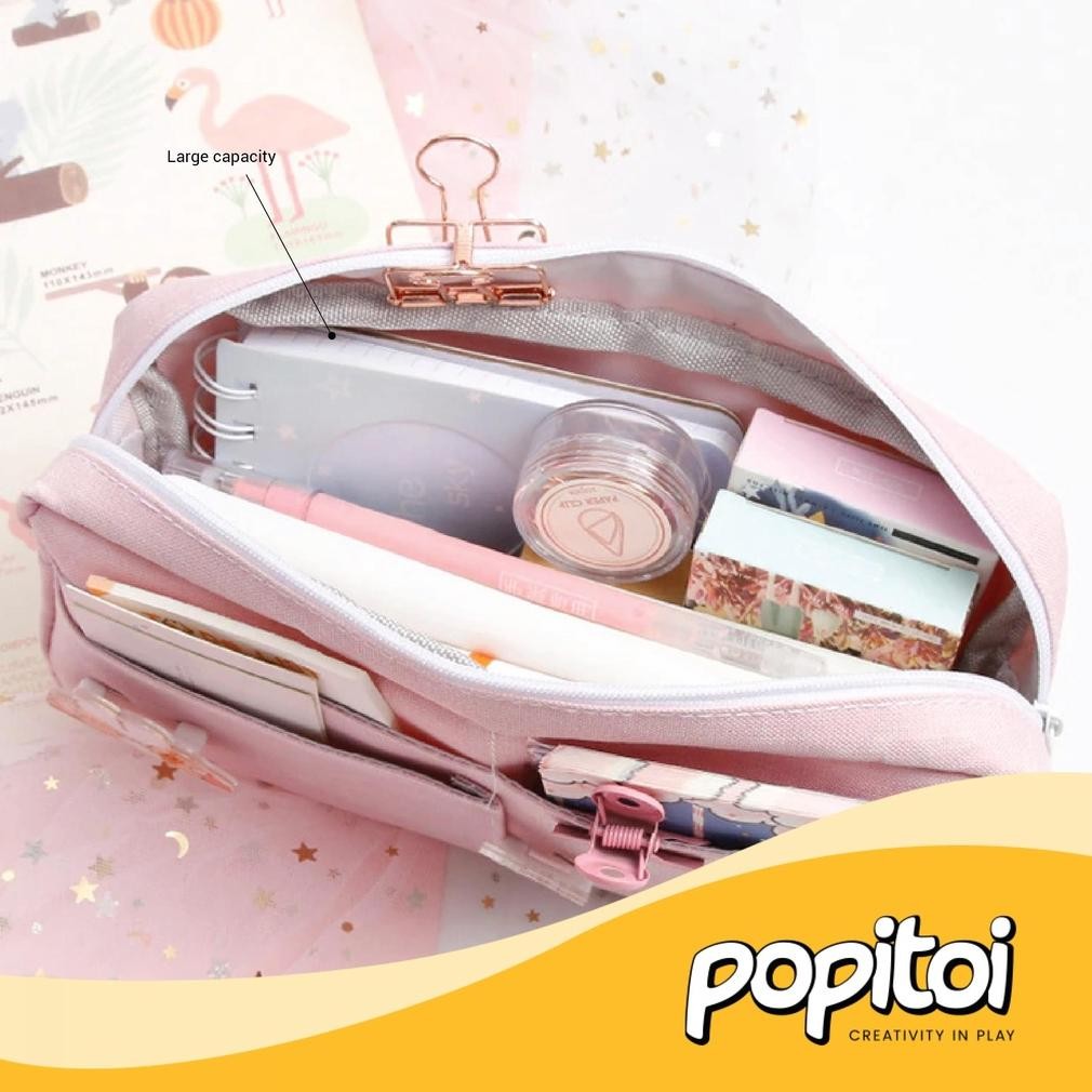 

AZQ-16 Korean Canvas Large Capacity Pencil Case Kotak Pensil Kanvas Besar Warna Warni Viral