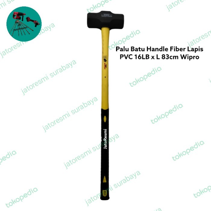 Ready stock] Palu Batu Handle Fiber Lapis PVC 16LB x L 83cm Wipro Palu Batu 8Kg
