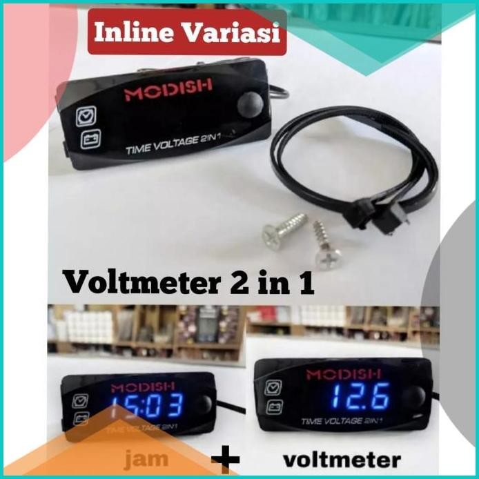 Voltmeter Motor Dan Jam Digital 2 IN 1 Voltmeter Jam Digital Aki Moto