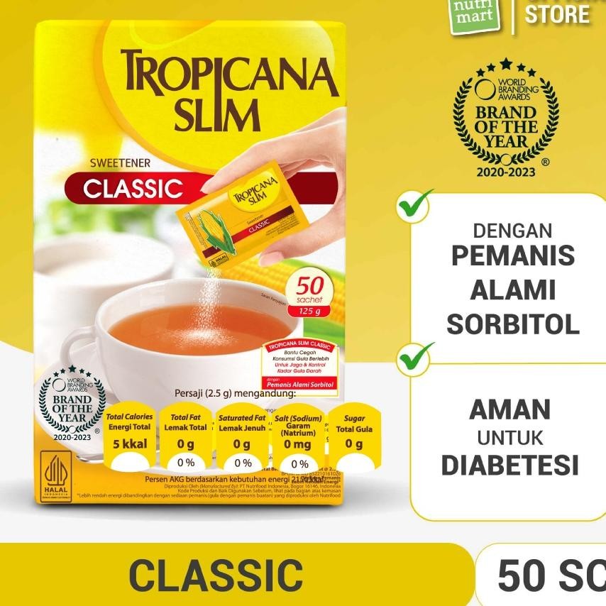 

Slim Sweetener Classic 50 Sachet - Pemanis Untuk Bantu Batasi Gula