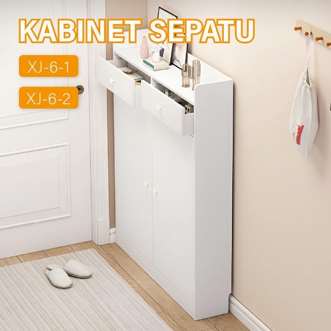 Rak Sepatu Kayu Rak Sepatu Lemari Sepatu Tertutup Kabinet Sepatu Minimalis Rak Susun Xj-6 Jazzglow