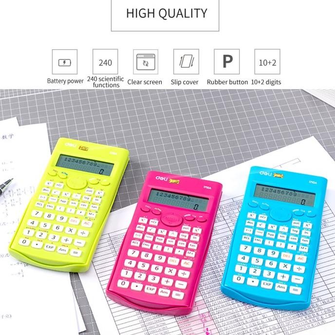 

ukd- DELI - E1710A / Kalkulator Sains 240 Fungsi / Peralatan Sekolah Murah Murah
