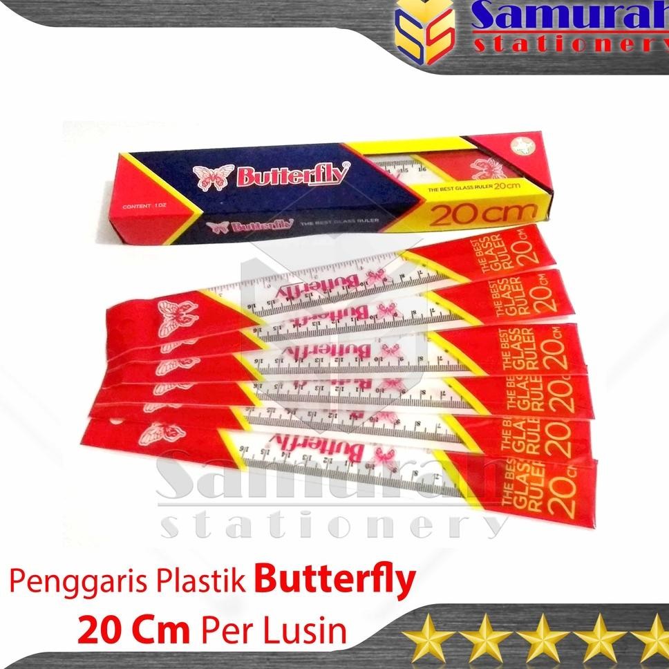 

Penggaris Plastik Buterfly 20 Cm Per Lusin Mika Glass Ruller Butterfly Alat Ukur Panjang 20 Centimeter 1 Pak