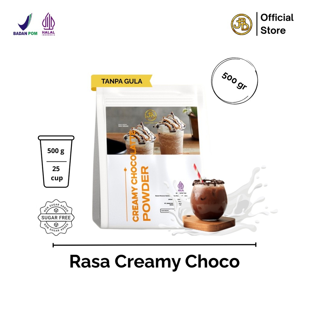 

JBD Premium Creamy Chocolate Powder Bubuk Minuman Rasa Choco Milkshake 500gram BPOM Halal