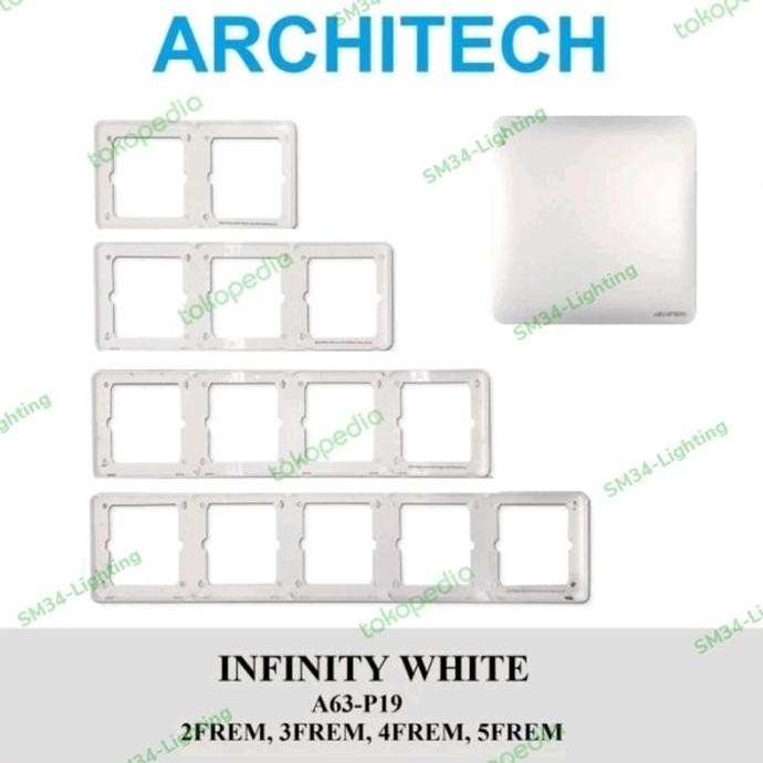 favorit] FRAME Saklar Architech 2gang 3gang 4gang 5gang Infinity White Putih