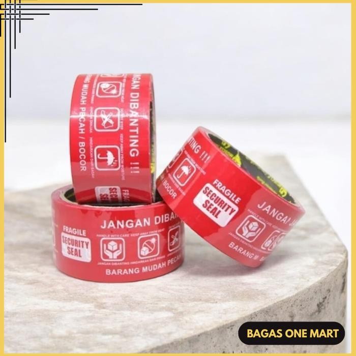 

LAKBAN LABEL MERAH FRAGILE SECURITY SEAL JANGAN DIBANTING BARANG MUDAH PECAH BOCOR HANDLE WITH CARE DO NOT STEP BASAH HUJAN HATI WARNING UNBOXING MUSCLE 2 INCH 48 MM 50 YARD PRODUK PILIHAN