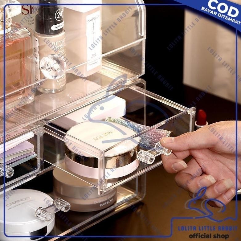 Gd-8 Lolita Rak Kosmetik Acrylic Transparan Dengan Penutup Anti Debu Storage Box / Tempat Penyimpana