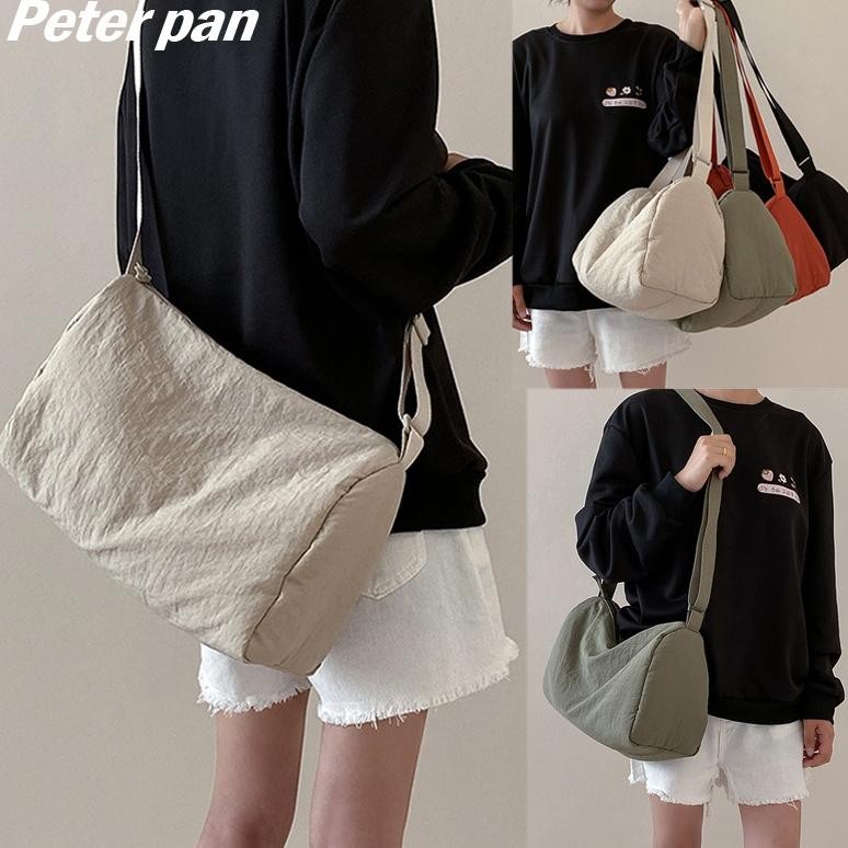 Ready COD Nylon Tas Selempang Pria Waniita Korea tas kanvas kapasitas besar tas bahu warna solid Cas