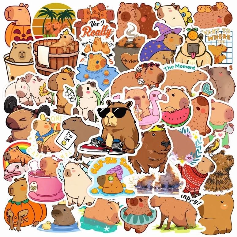 

10/30/50Pcs Cute Capybara Pvc Sticker Aesthetic Children'S Decoration Scrapbooking Sketchbook Korean Stationery School Supplies