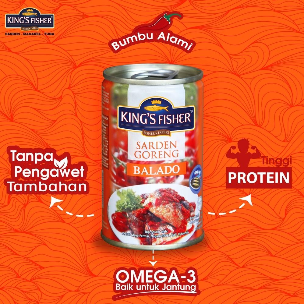 

It34 PK32 King's Fisher Paket 3 pcs Sarden goreng mini rasa saus balado Makanan Kaleng 155 gr Sale Murah