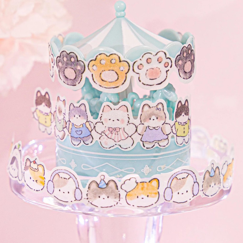 

2M Cute Cartoon Cat Tape Diy Scrapbook Background Decoration Album Envelope Diary Marking Stationery