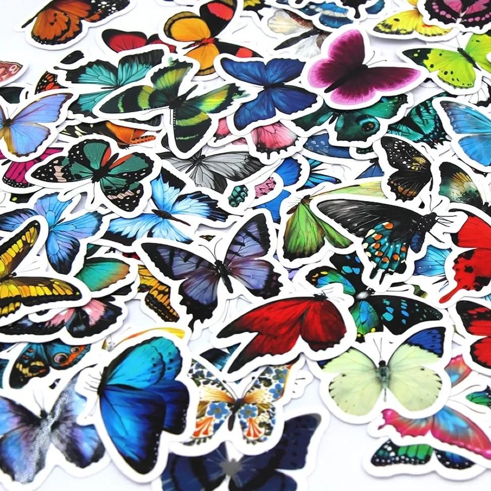 

10/50/100Pcs Butterfly Insect Cartoon Cute Decals Toy Stationery Guitar Phone Bicycle Laptop Luggage Car Graffiti Kids Sticker