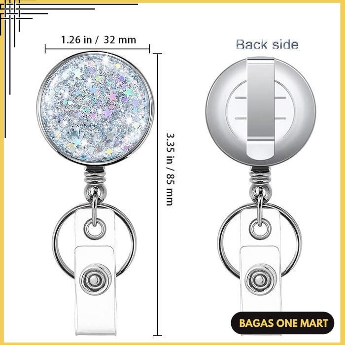 

RETRACTABLE BADGE REELS GANTUNGAN KUNCI RETRACTABLE TELESCOPIC KEYCHAIN FLEXIBLE YOYO TARIK NAME TAG ID CARD HOLDER PINTU WITH KEY RING BELT CLIP GLITTERY DESIGN BADGE HOLDER KLIP GULUNGAN LENCANA ID CARDS OFFICE STAFF FASHION BERLIAN GRATIS ONGKIR