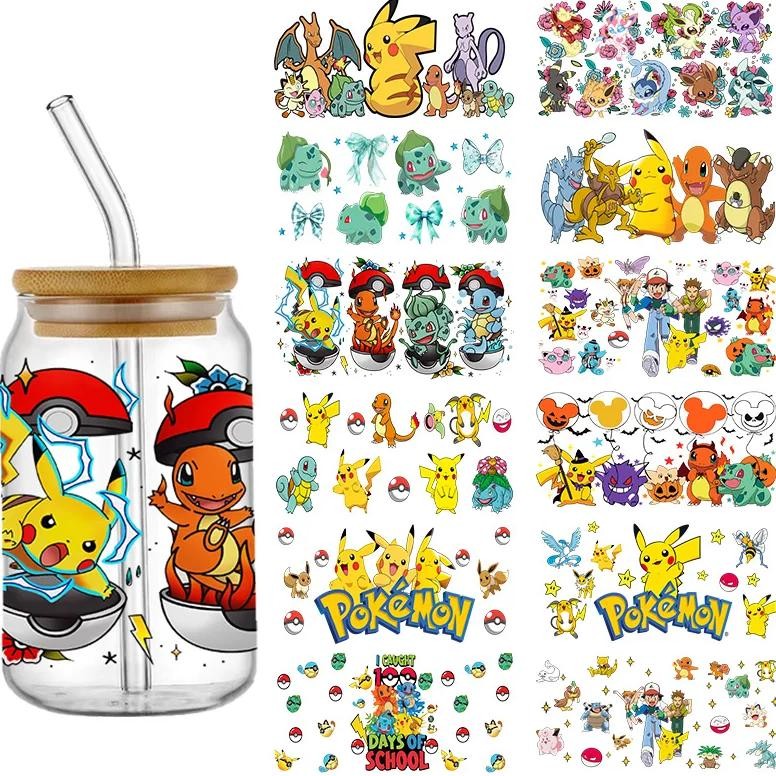 

Miniso 3D Cute Pokemons Pikachu Decal Uv Dtf Cup Wrap For 16Oz 20Oz Libbey Diy Cartoon Washable Transfers Sticker