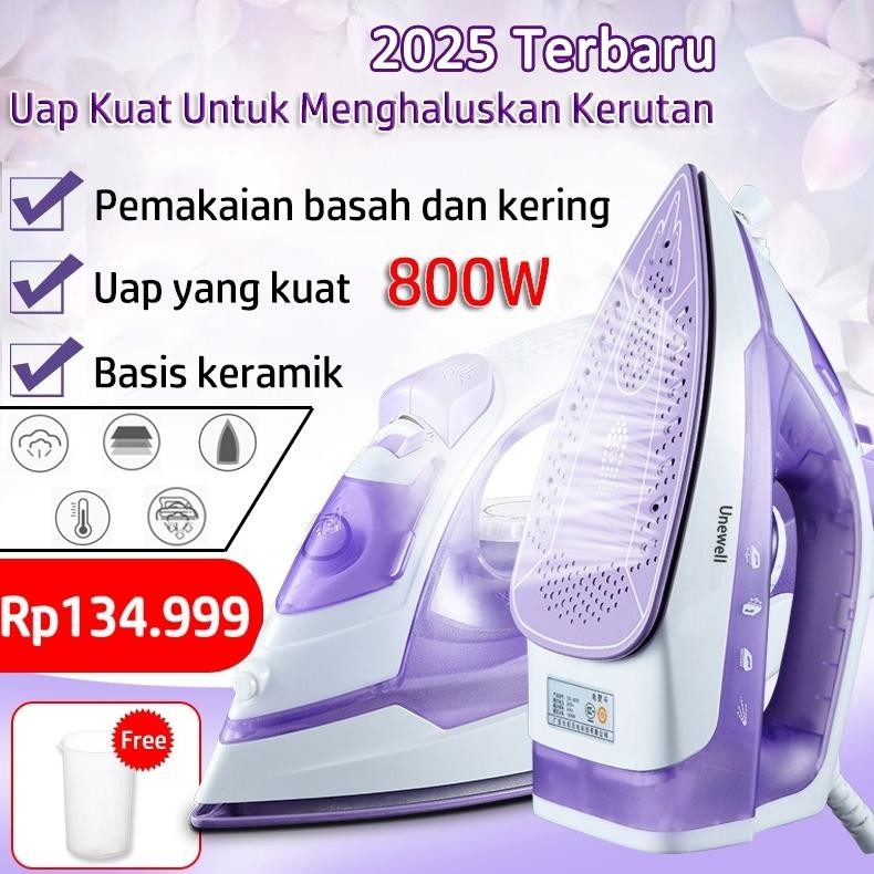 NEW Unewell 2025 Setrika Uap Handheld Portable Multifungsi Low Watt 800W Tapak Non-Stick [terbaik][t