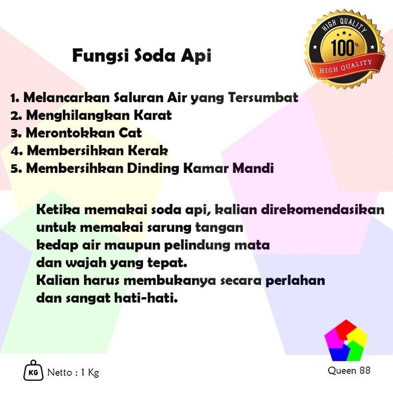 Soda Api 1Kg / Caustic Soda 99% 1Kg / Naoh 1Kg / Soda Api Murah