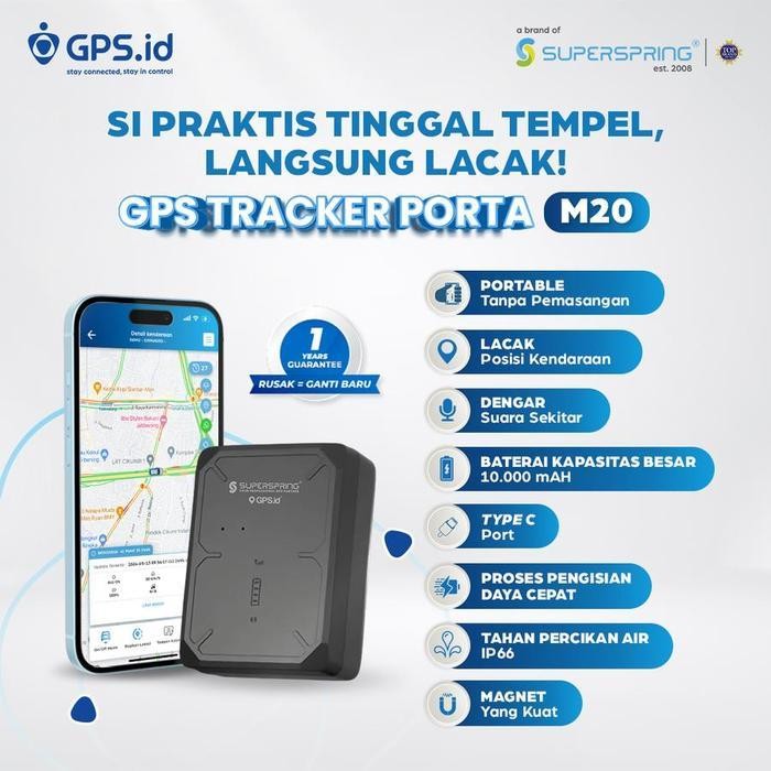 Jdm Gps Tracker Portable Super Spring M20 (Praktis,Tanpa Ribet,Magnetkuat) Pelacak Paling Mudah