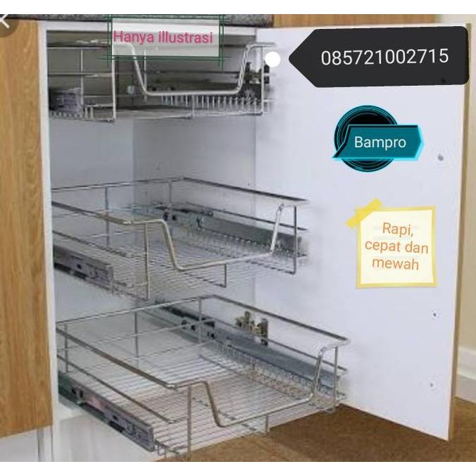 kitchen sliding drawer laci dan rel laci UK. 90 cm