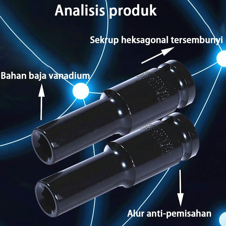 Shock panjang 1/2 inch 8-24MM Kunci Sok Set Mata Kunci Impact Kunci Sok