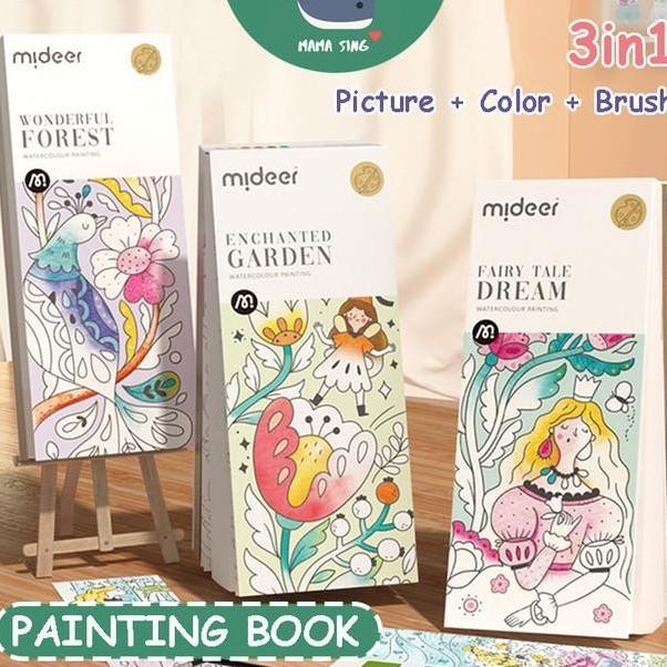 

Mama Sing Mideer Watercolor Painting Book Buku Mewarnai Cat Air Anak