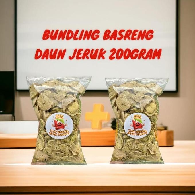 

PAKET HEMAT 2 PCS KEMASAN PRAKTIS 200GR BASRENG DAUN JERUK Cemilan Keripik Goreng Pedas Kering Asin