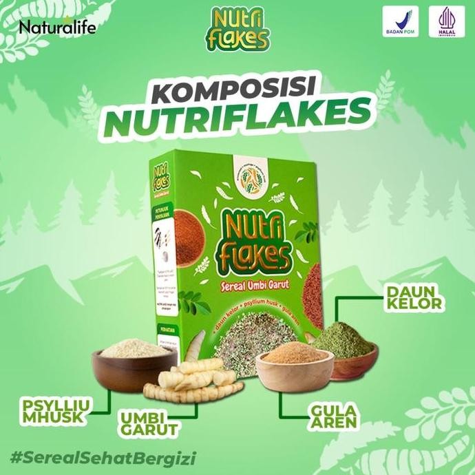 

NUTRIFLAKES SEREAL UMBI GARUT ORIGINAL 1 BOX ISI 280GR HALAL BPOM [Granola Food]