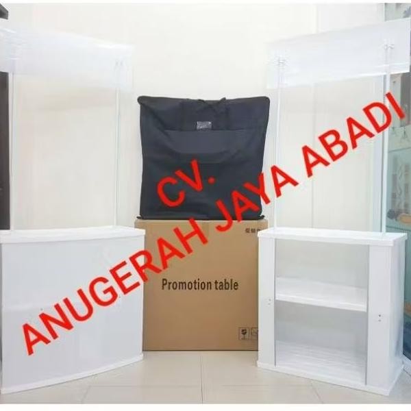 EVENT DESK TANPA CETAK / MEJA JUALAN PVC PUTIH POLOS / MEJA LIPAT PUTIH/ MEJA PAMERAN BOOTH PORTABLE