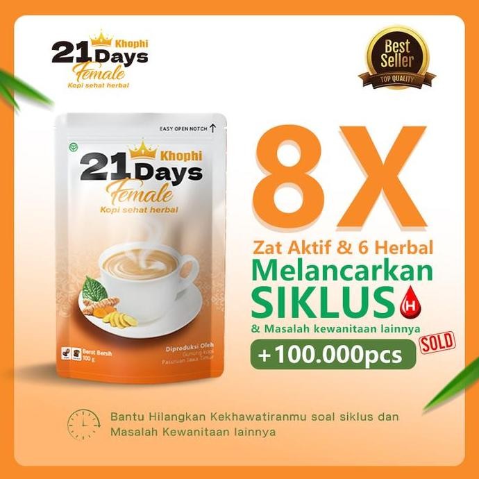 

21 Days CoffeeKopi Wanita Kunyit, Manjakani, Kacip Fatimah, Daun Sirih, Gula Aren Rekomendasi Juara Olimpiade