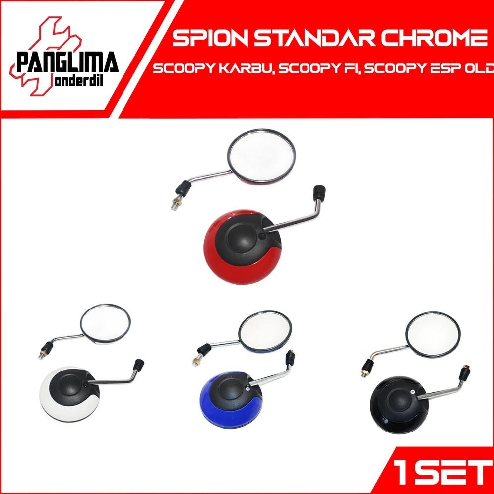 Kaca Spion Standar Model Scoopy Karbu FI eSP Gagang Chrome Bisa Untuk Motor Honda Kanan Kiri Drat Ka