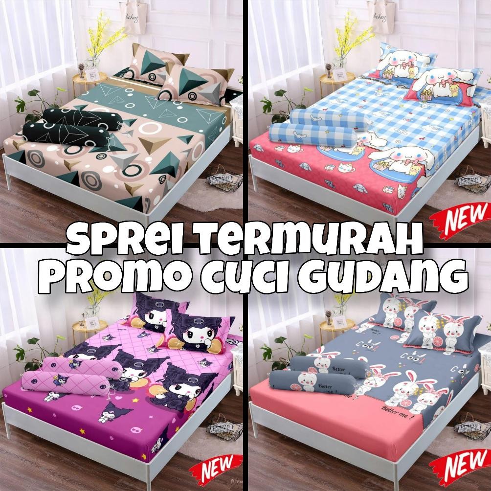 ( CUCI GUDANG ) Sprei BATANGAN Tanpa Sarung Bantal & Guling Seprai Karakter Motif Kartun Terbaru & T