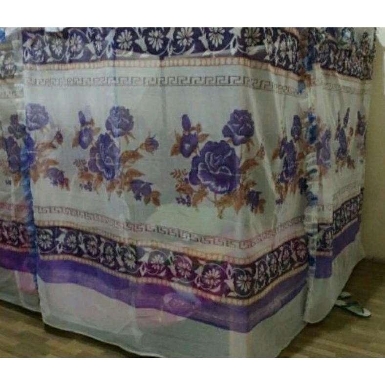 PROMO KELAMBU TIDUR KOTAK GANTUNG MURAH TEBAL MOTIF BUNGA MANOHARA / KLAMBU ANTI NYAMUK JUMBO 200X2 