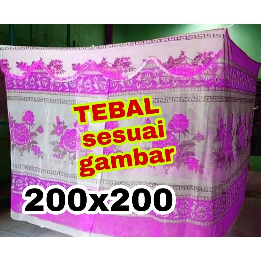 PROMO KELAMBU KOTAK GANTUNG ANTI NYAMUK GAMBAR SB BUNGA Ukuran JUMBO 300 x 200 x180 cm AST