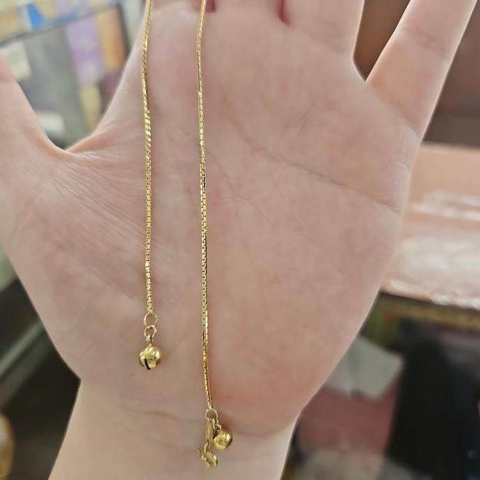 Gelang kaki wanita dewasa model rantai italy polos emas asli 375 mas HC