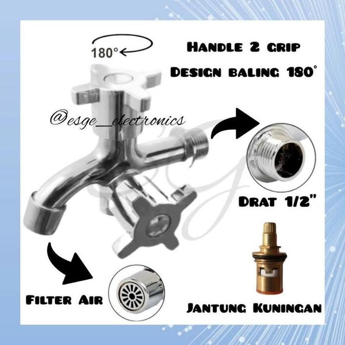 ```````] ESGE KRAN CABANG SHOWER KERAN AIR SHOWER CABANG 2 KRAN DOUBLE SHOWER