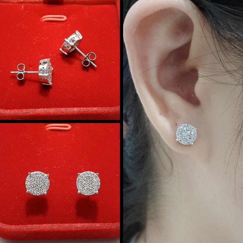 GIWANG PERAK 925 / ANTING TUSUK PERAK 925 LAPIS EMAS PUTIH / ANTING GIWANG TUSUK STUD AT284 DiM