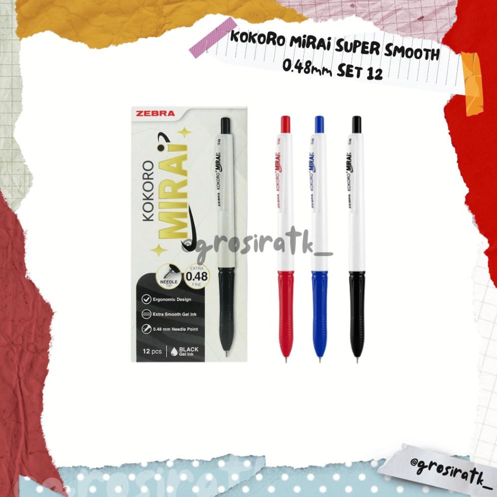 

Zebra Gel Pen Kokoro Mirai Retractable Pulpen Super Smooth 0.48mm / SET 12 / LUSIN DiM