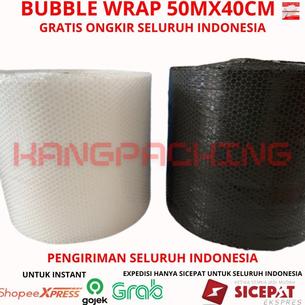 

Bubble Wrap roll 50 Meter X 40 Cm kuat tebal (Hitam & Bening) DiM