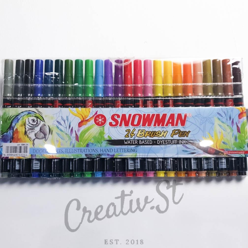 

SNOWMAN Brush Pen Brushpen Spidol Kaligrafi Bm-1 Set 6 12 24 + Plastik DiM