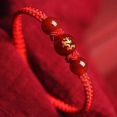 Gelang Tali Merah Zodiak Cina Tahun Lahir / Gelang Shio Tali Merah / Small 12 Zodiac Character Red C