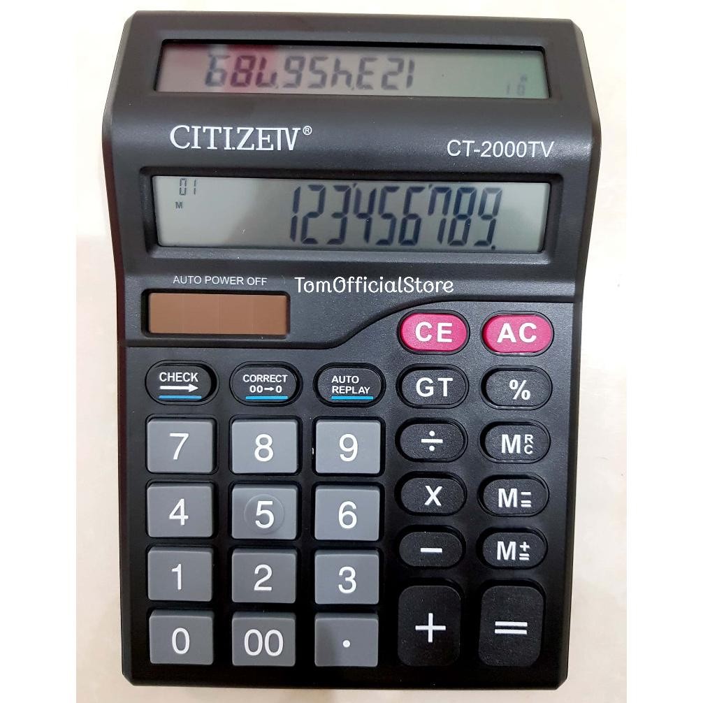 

HJK Kalkulator 2 Layar CT-2000TV 12 Digit - Calculator Check Dual 2 Power