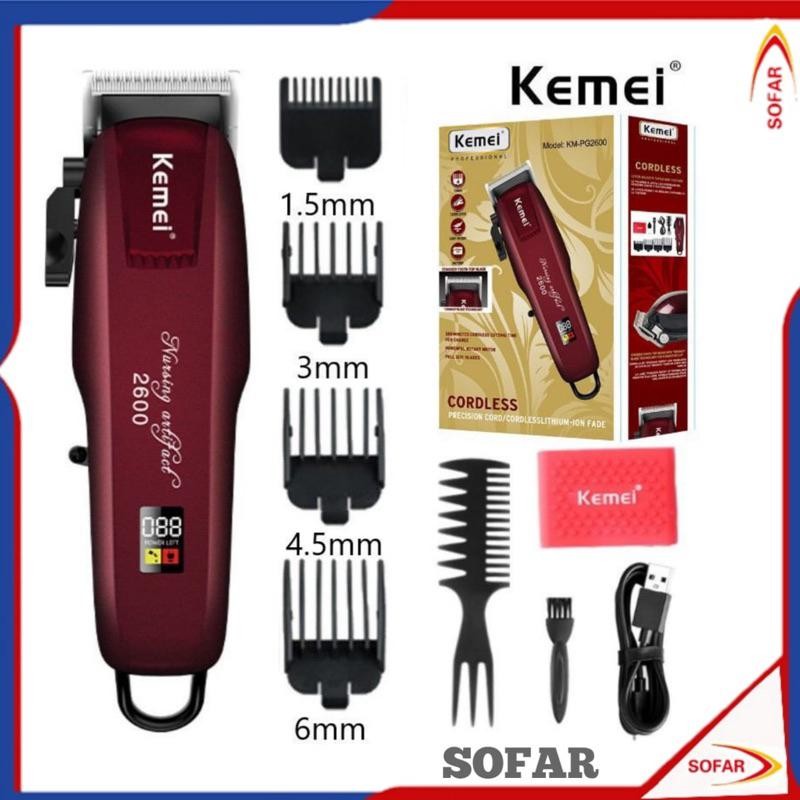Kemei Km-2600Pg Alat Cukur Rambut Tanpa Kabel Profesional Rechargeable Electric Hair Clipper Terlari