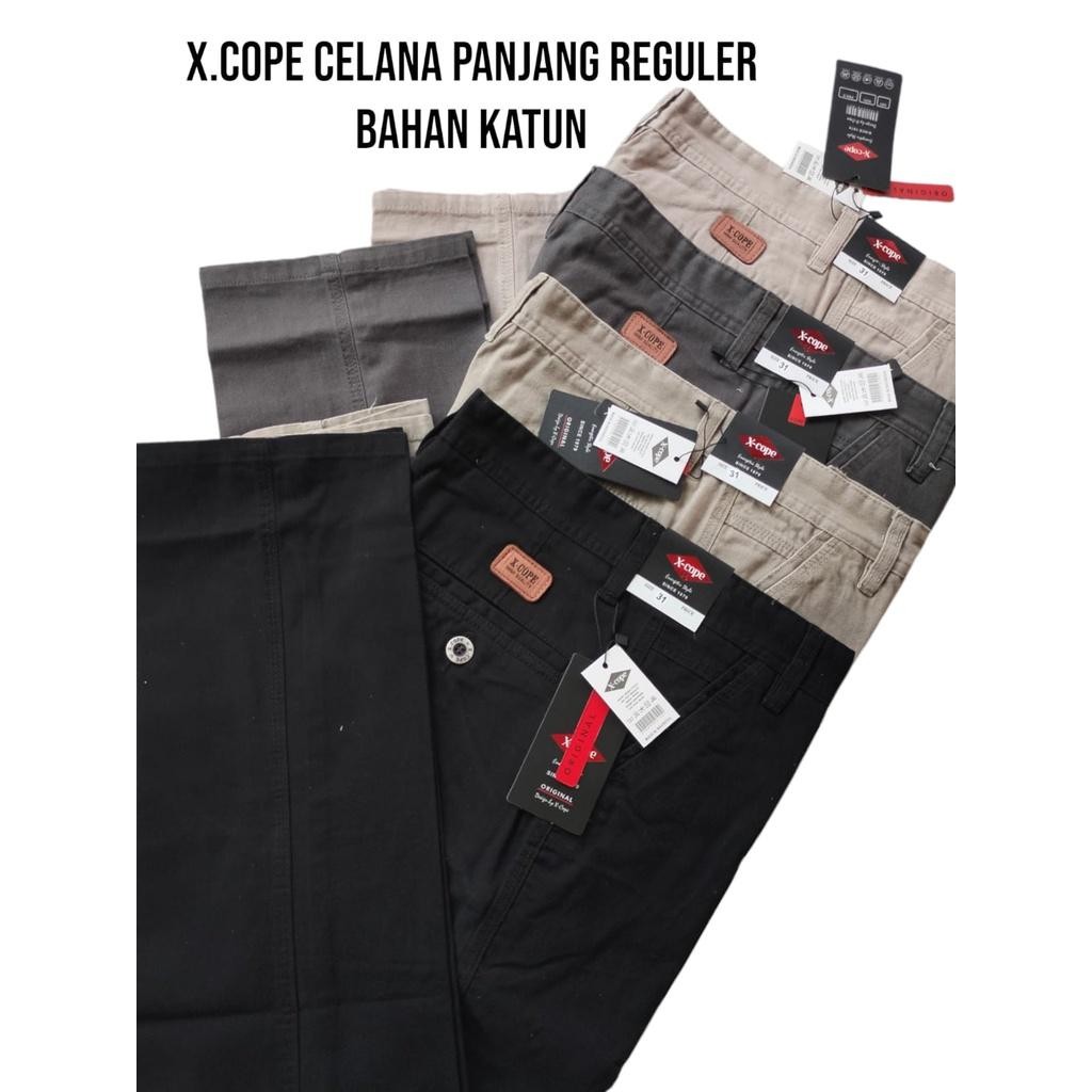 Celana Panjang Pria Katun Tebal Halus Kualitas Cardinal Merk X Cope Reguler Kanvas Standar Ukuran 27