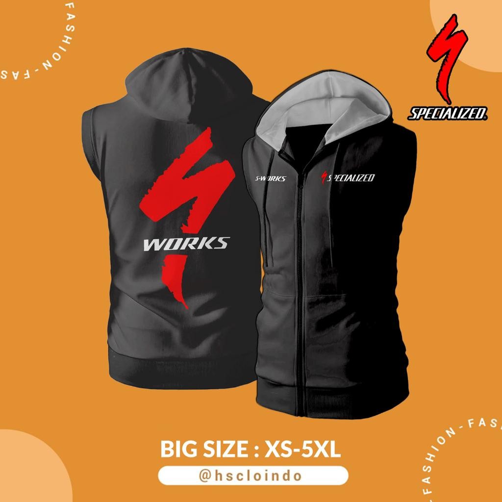 Jaket Hoodie Vest Risleting Spezialized S Works Sepeda Gunung Mtb Big Size Bahan Fleece Ukuran Jumbo
