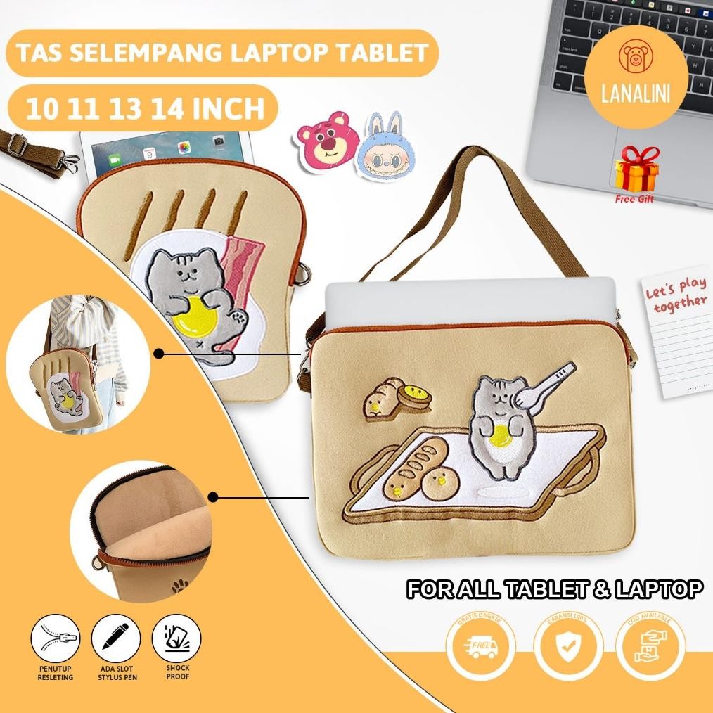 Tas Selempang Laptop 2 in 1 Sleeve Pouch Slingbag Puffy Sarung Bag Case IPad Tab Tablet Macbook Air 