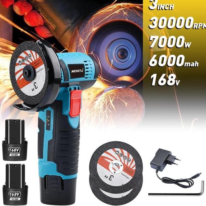 Mesin Pemotong Penggiling Sudut Mini Baterai Litium Penggiling Tangan Elektrik Tanpa Sikat Isi Ulang