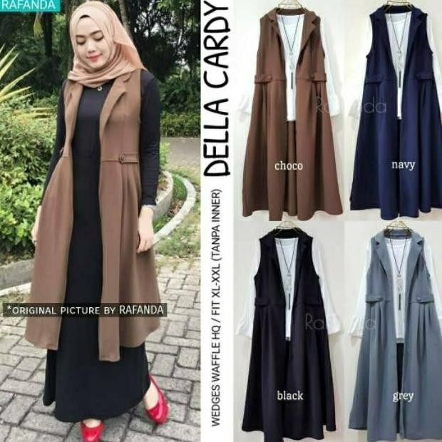 Della Cardy outer wanita kardigan long cardigan muslim long vest muslim vesty wanita rompi wanita
