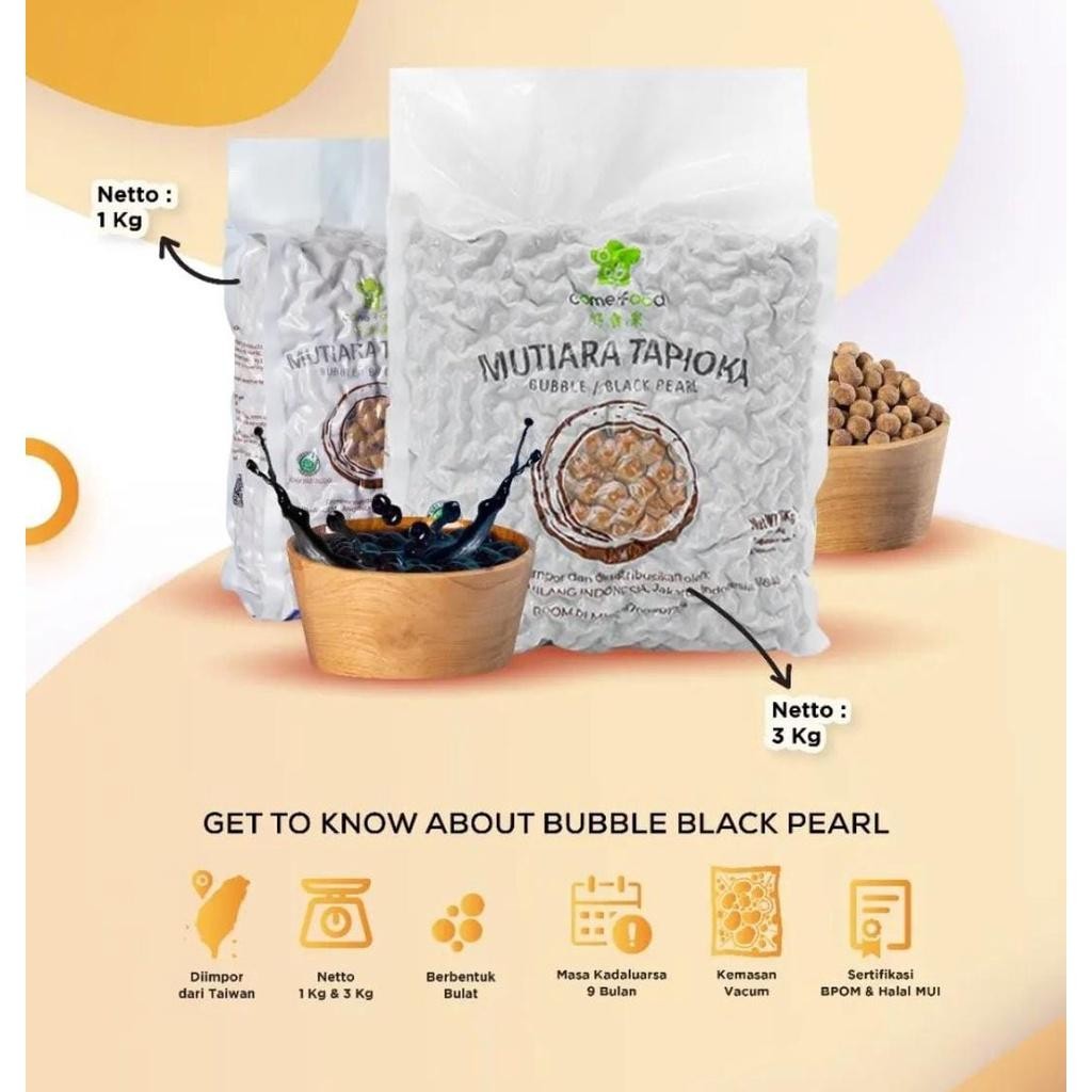 

Come Food Tapioca Black Pearl Boba Bubble Black Bubble Mutiara 1Kg Import Taiwan Tapioka 3Kg 3000Gr Comefood Termurah Best Quality 100% Original
